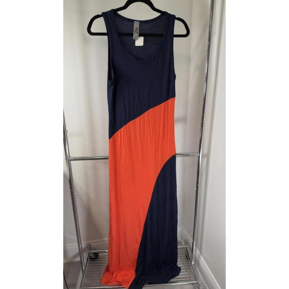 GO Couture XL Colorblock Maxi Dress - Navy & Orange